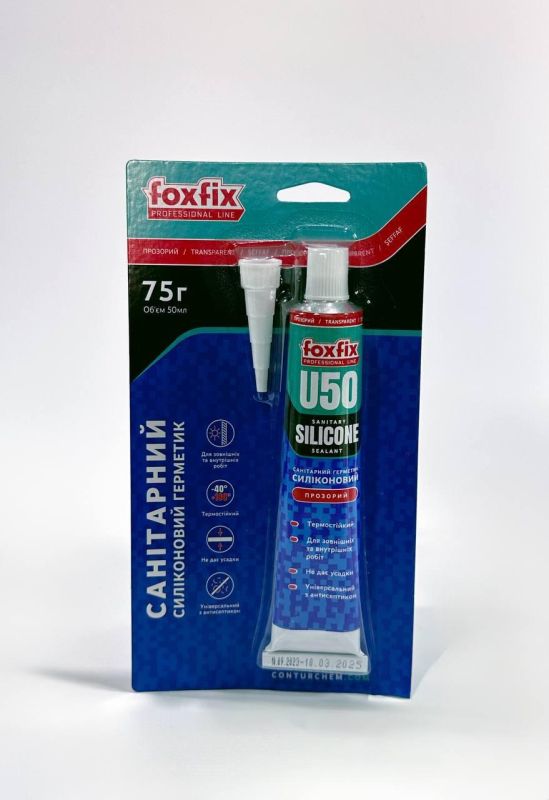 Силіконовий герметик  FoxFix U50-50ml САНІТАРНИЙ ПРОЗОРИЙ (Turkey)
