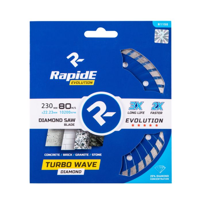 Диск алмазный Rapide 230*22.2 TURBO WAVE (Бетон,Камень,Гранит,Кирпич)