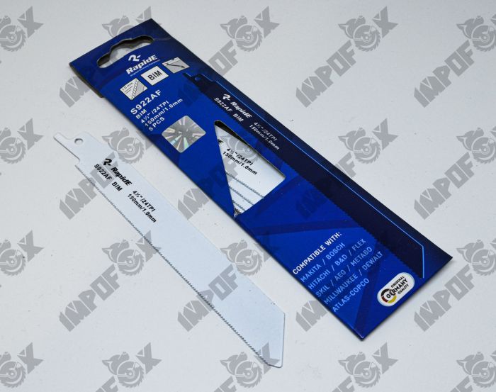 Пильное полотно для сабельных пил RapidE Sabre Blade - S922AF BiM (биметалл) L=152mm (2 Штук)