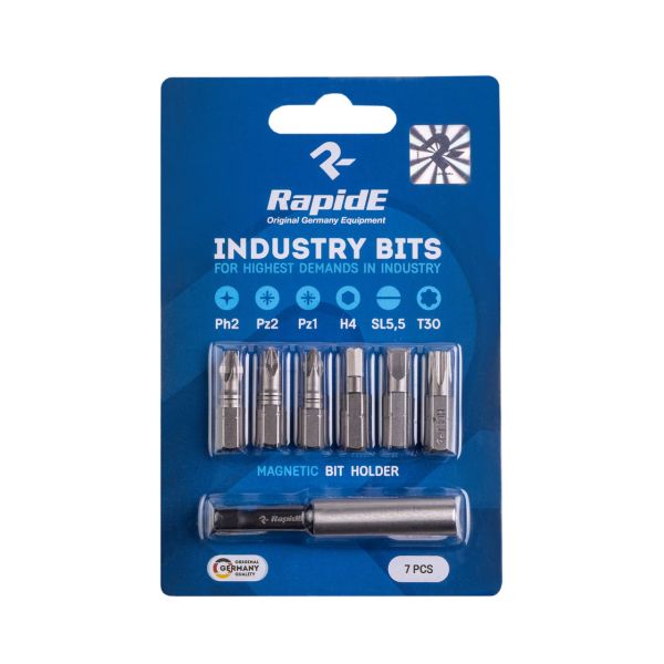 Набір біт RapidE 6-біт магнітний біт-тримач (PH2, PZ2, PZ1, H4, SL5.5, T30 60mm біт-тримач)