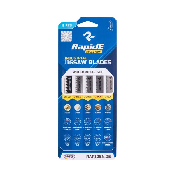 Набор удлиненных полотен для электролобзика Rapide 5-mix (дерево)
