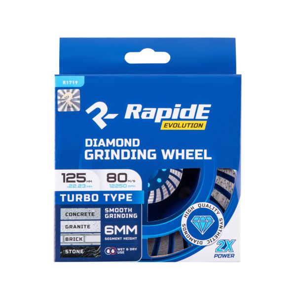 Алмазный шлифовальный диск 125х22.23 Rapide Turbo Type (кромка 8мм)