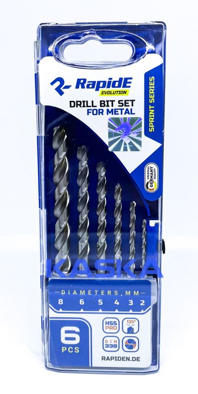 Набір свердел по металу RapidE HSS PRO 6шт Sprint Series (2,3,4,5,6,8)