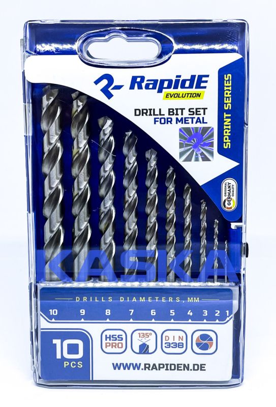Набір свердел по металу RapidE HSS PRO 10шт Sprint Series (1,2,3,4,5,6,7,8,9,10)