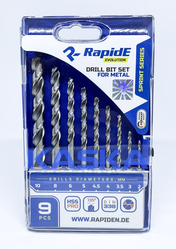 Набір свердел по металу RapidE HSS PRO 9шт Sprint Series (2,3,3.5,4,4.5,5,6,8,10)